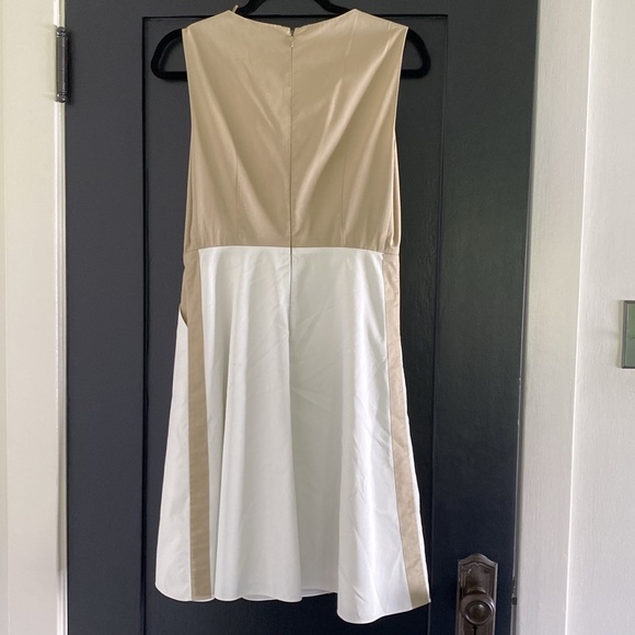 Women’s Elie TAHARI Sleeveless Ivory Tan Mid Length Casual Dress Sz 6 - Picture 5 of 7
